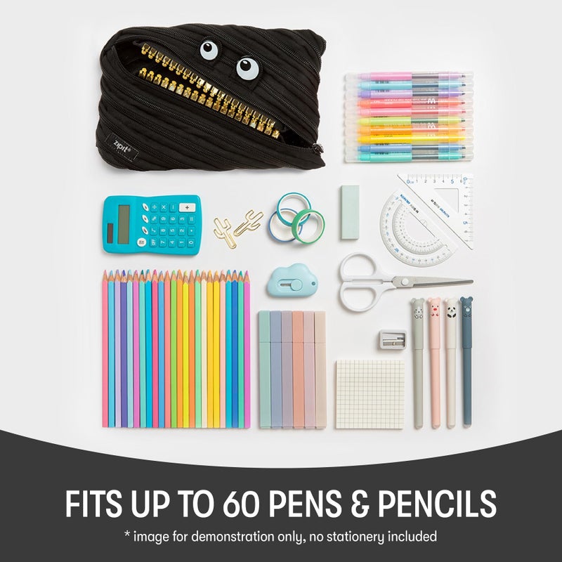 ZIPIT Grillz Large Pencil Case for Kids, Cute Zipper Pouch for Boys Girls and Teens, Stationery Bag for School ,Black - Image 4